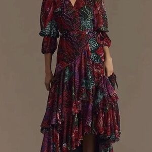 Hutch Vibrant High Low Dress in Red and Purple 
Size medium